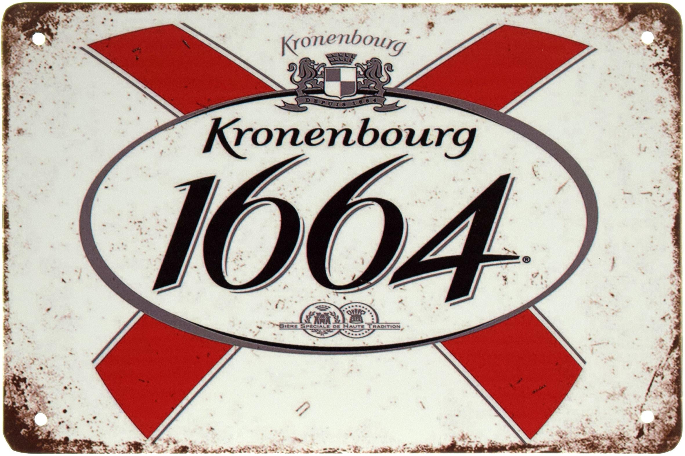 Табличка металева Kronenbourg 1664 Білий Фон 20x30 см