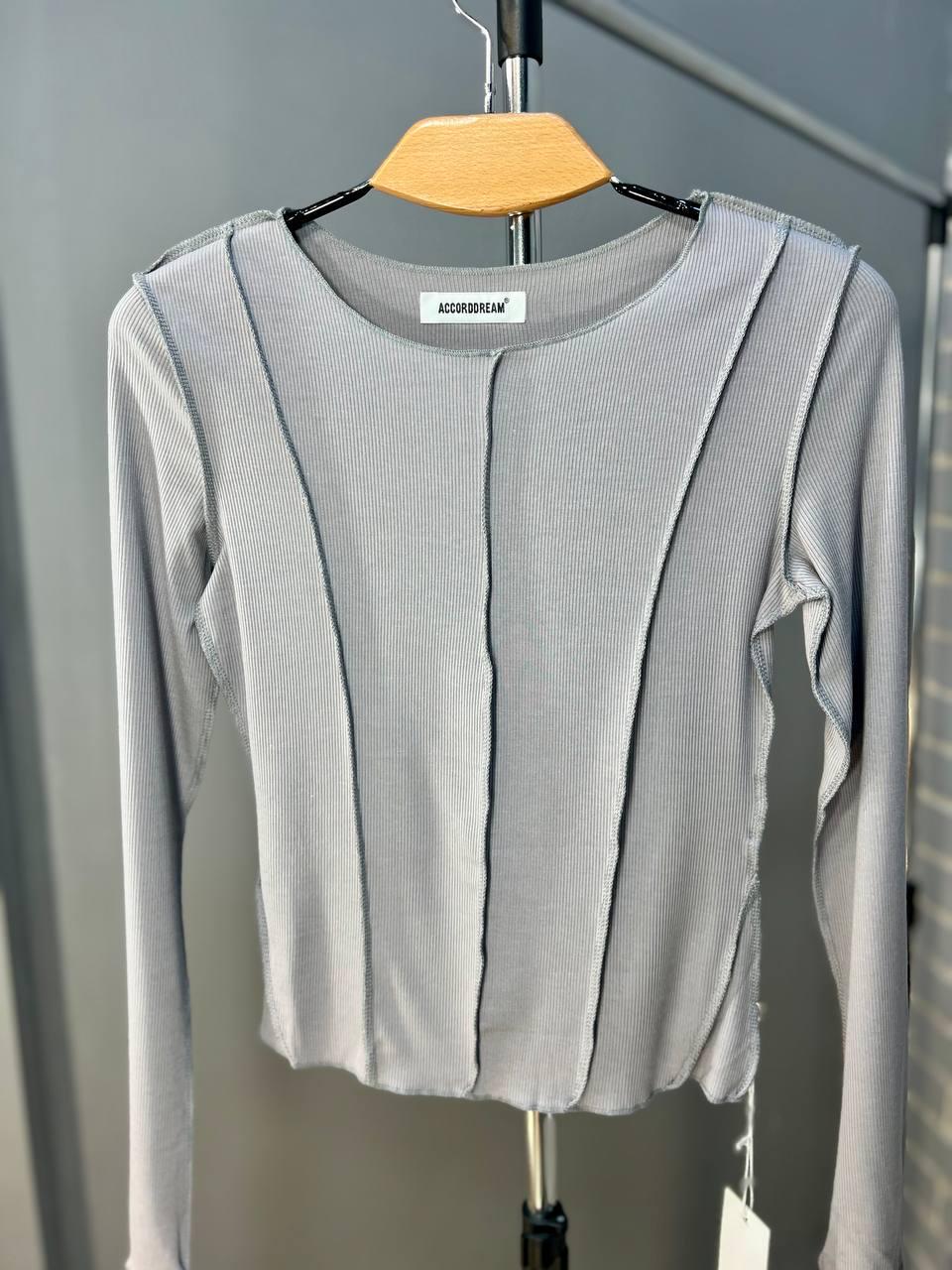 Реглан жіночий ACCORDDREAM 20530 лонгслів вивернуті шви рубчик OS Сірий (1338) - фото 2 Реглан жіночий ACCORDDREAM 20530 лонгслів вивернуті шви рубчик OS Сірий (1338) - фото 2