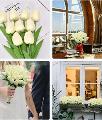 Искусственные тюльпаны 21 шт. Белый (C00382-3) - фото 2 Искусственные тюльпаны 21 шт. Белый (C00382-3) - фото 2