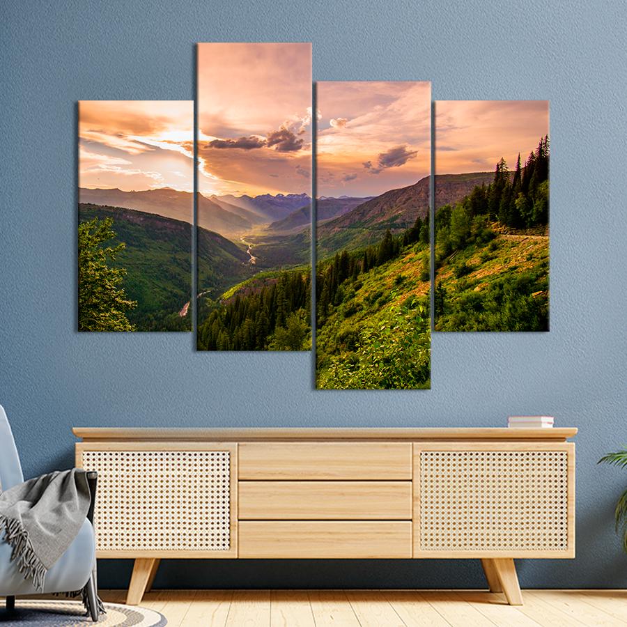 Картина природа Далекая горная река 129x90 см (A1149-4)