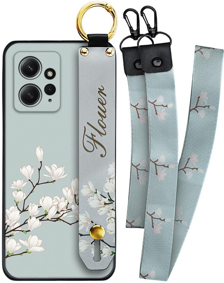 Чехол SHLab Xiaomi Redmi Note 12 4G Flower White + два ремешка с карабином (34355)