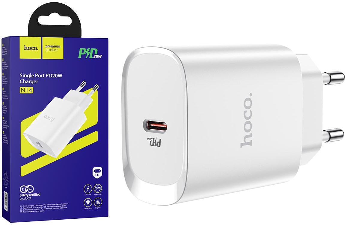 Устройство зарядное Hoco N14 PD20W Type-C White (36800)