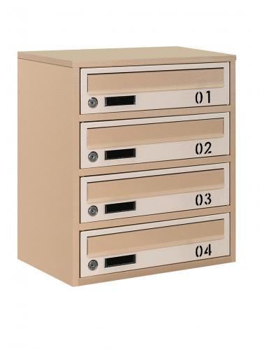 Почтовый ящик Галиндустрия E2-04-B многосекционный на 4 квартиры металлический Бежевый (132-119-000004770)