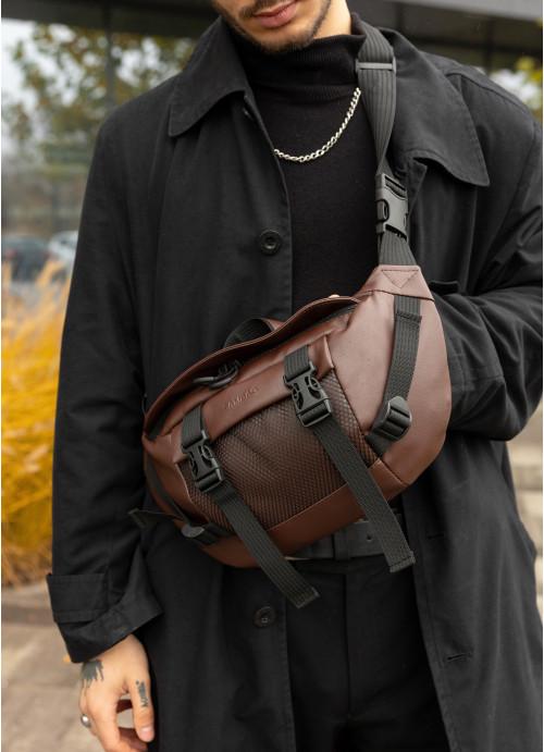 Поясная сумка мужская Sambag из экокожи Коричневый (860038721)
