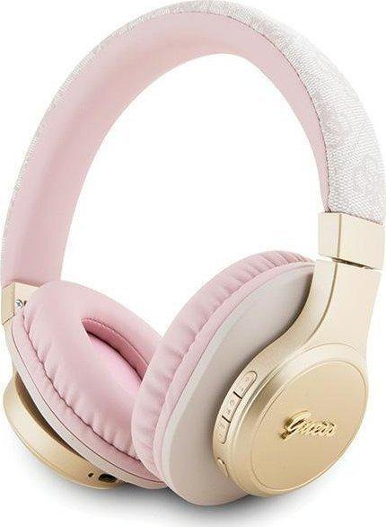 Навушники з мікрофоном Guess Leather With Script Metal Logo Pink (GUBH604GEMP)