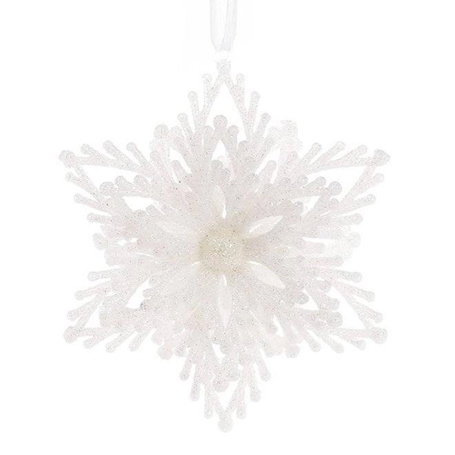Новогодняя подвеска Снежинка 12 см Белый (13260)