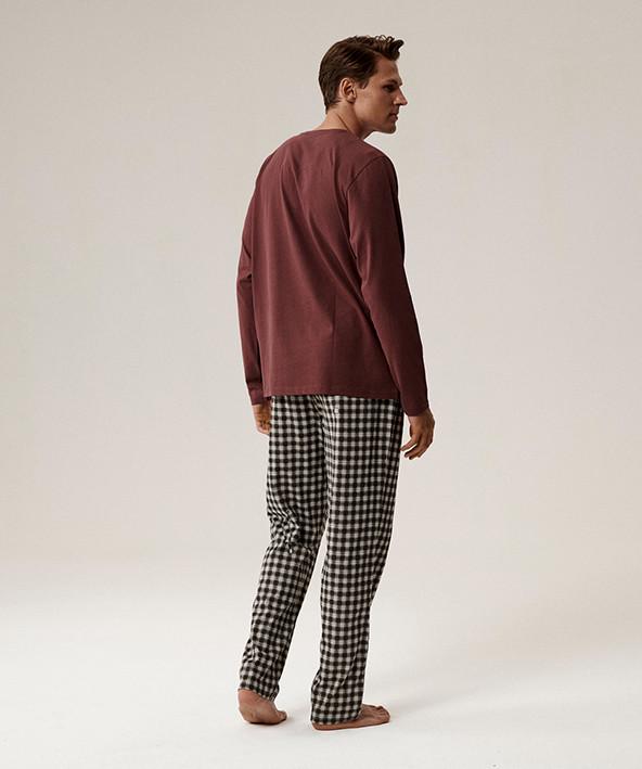 Пижама мужская Atlantic NMP-394 кофта/брюки хлопковая в клетку S Бордовый/Серый (2802477707) - фото 2 Пижама мужская Atlantic NMP-394 кофта/брюки хлопковая в клетку S Бордовый/Серый (2802477707) - фото 2
