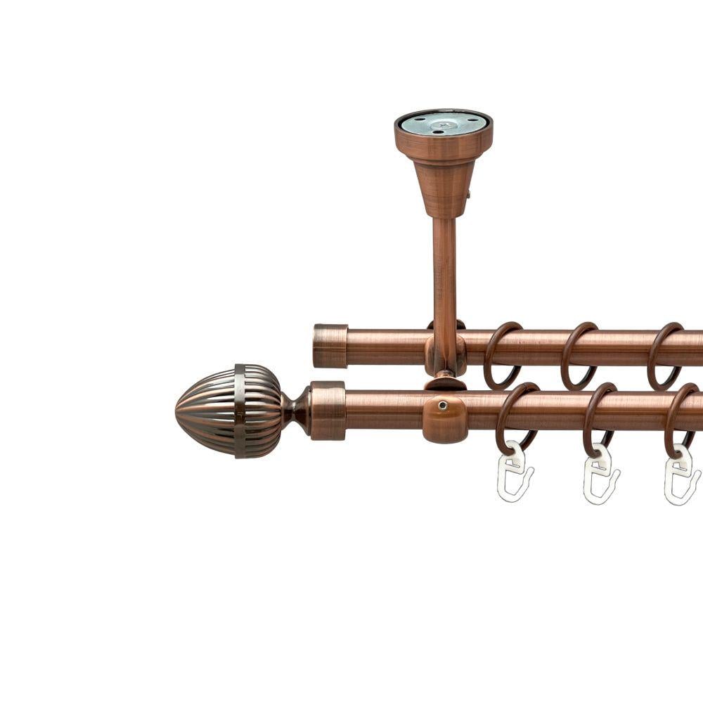 Карниз металевий Orvit Одеон дворядний відкритий до стелі/гладка труба/кільце металеве Мідь 16/16 мм 300 см (00-00020181)