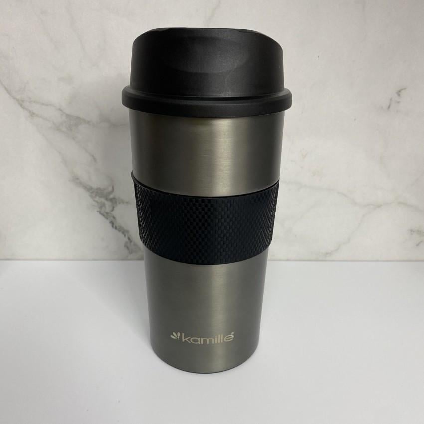 Термочашка Kamile KM-2150А з TPR вставкою із нержавіючої сталі 480 мл Графітовий (2028684419) - фото 2