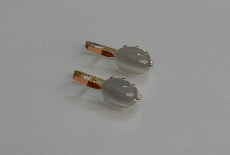 Серебряные серьги Sil с золотыми накладками 147s-8 Серый (Sil-1127)