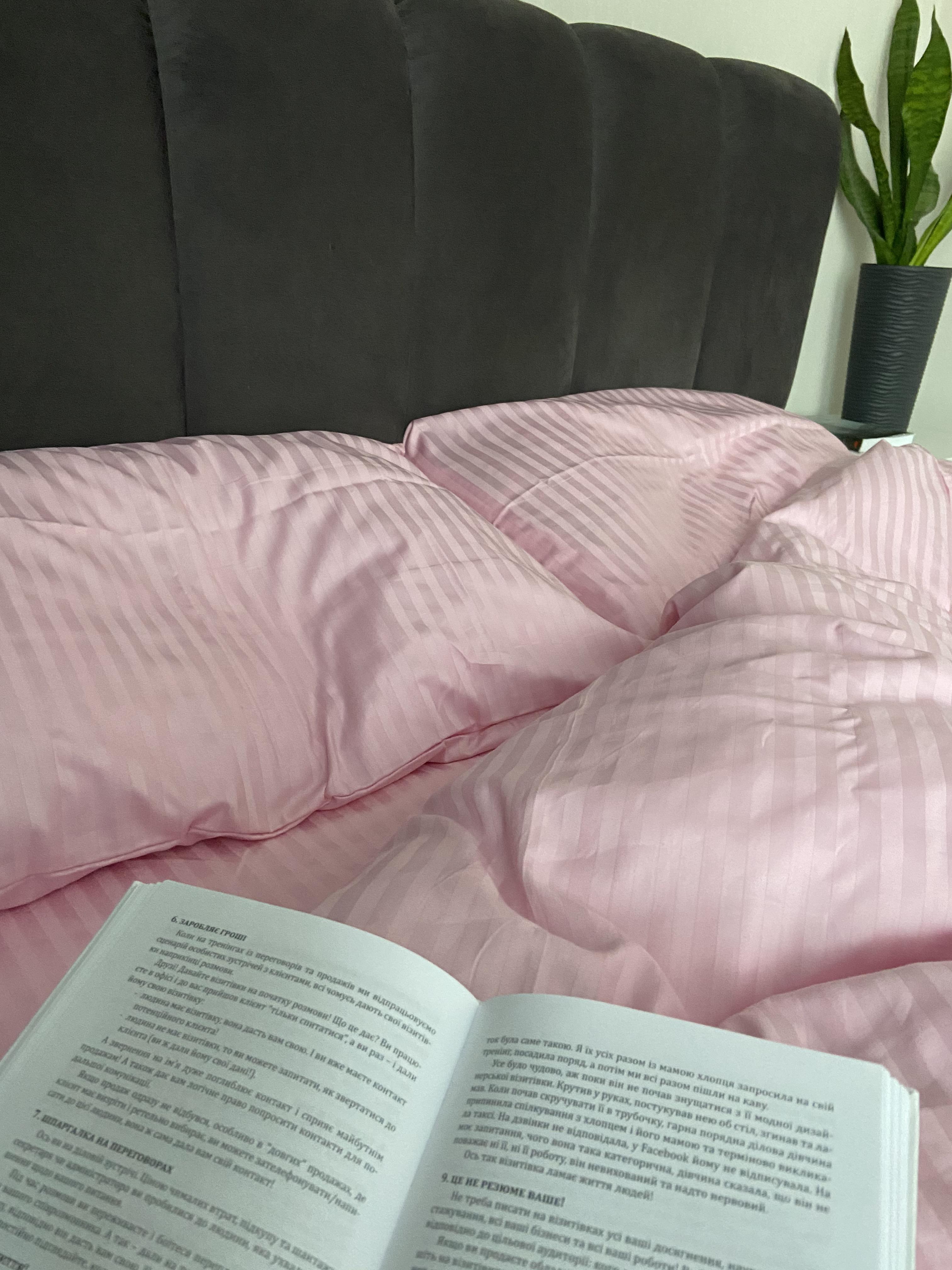 Комплект постільної білизни LILA Textil Home з преміум страйп-сатина двоспальний Рожевий (11378005) - фото 4