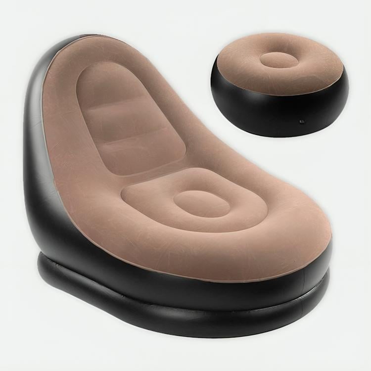 Надувне крісло Air Sofa з пуфом і насосом 116х88х83 см Бежевий (35450072)