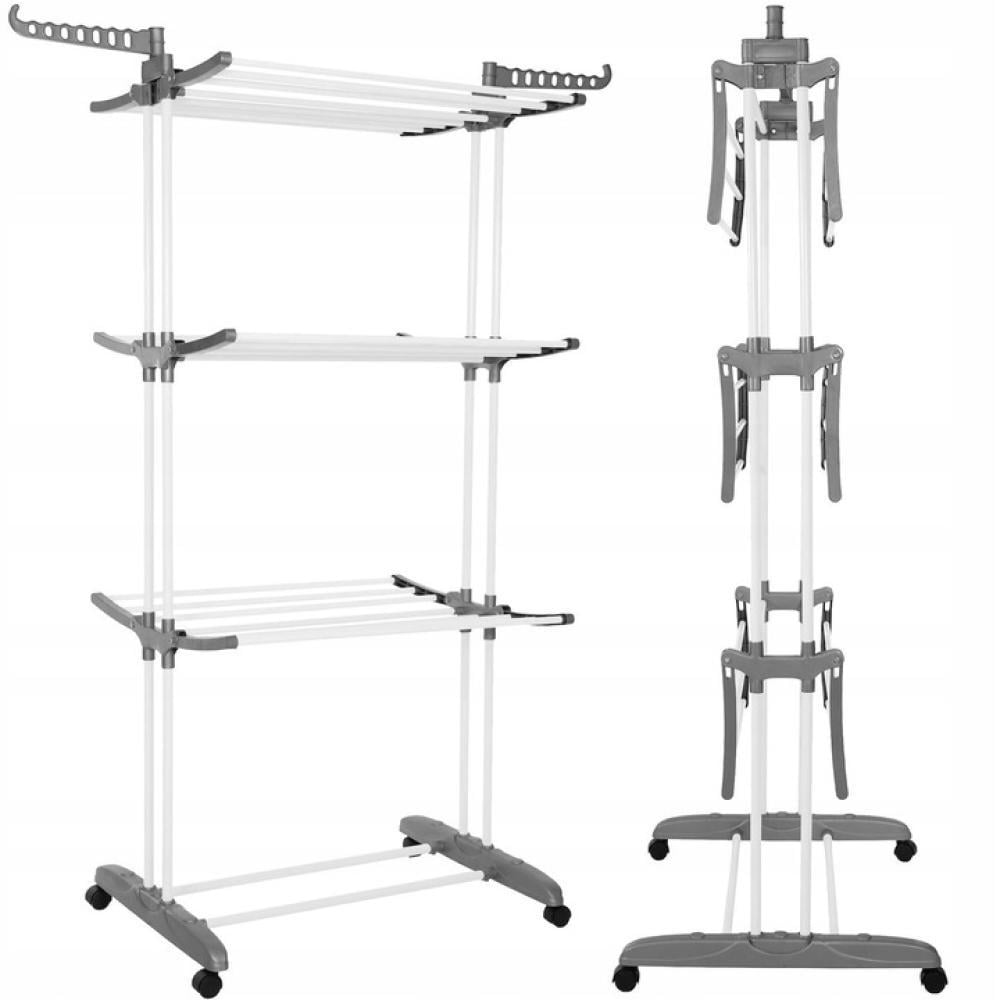 Сушилка для одежды многоярусная Bonro B07 раскладная на колесиках Серый (124-76-42400230) - фото 3 Сушилка для одежды многоярусная Bonro B07 раскладная на колесиках Серый (124-76-42400230) - фото 3