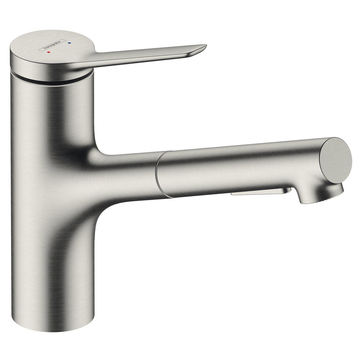 Смеситель для кухни Hansgrohe Zesis M33&sBox lite 74803800 с видвижной лейкой Сатин (172900)