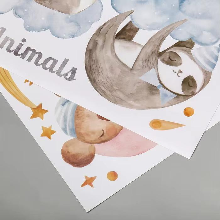 Набір вінілових наліпок Сплячі звірята в дитячу кімнату на стіну для хлопчиків і дівчаток 30х90 см - фото 3 Набір вінілових наліпок Сплячі звірята в дитячу кімнату на стіну для хлопчиків і дівчаток 30х90 см - фото 3