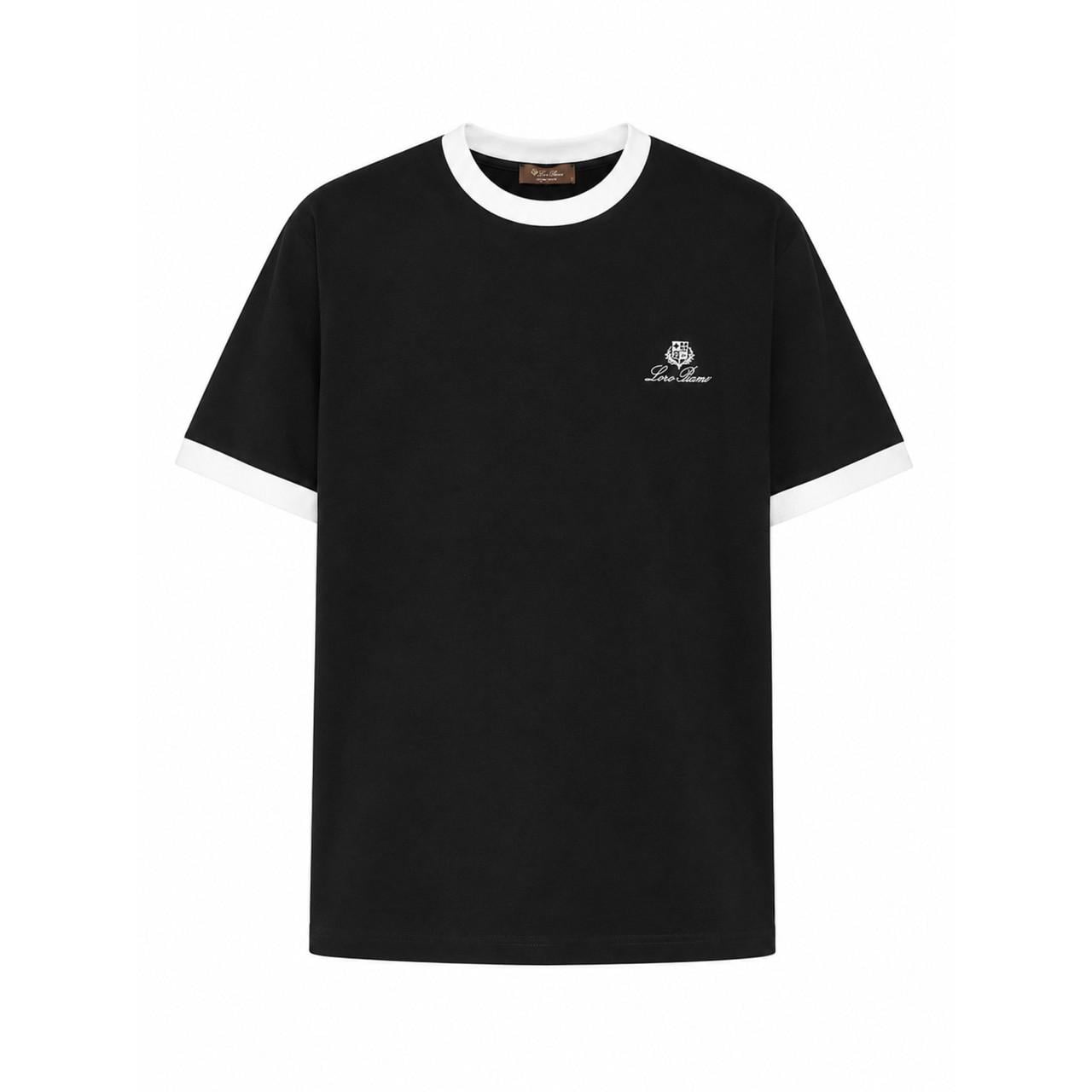 Футболка мужская Loro Piana с воротником и манжетами Casual Черный/Белый