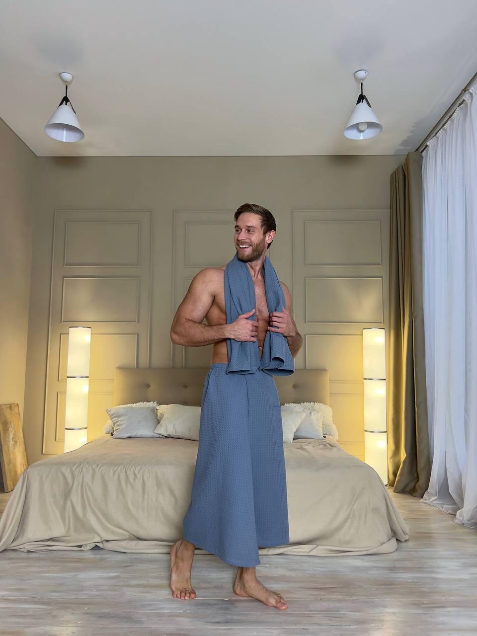 Набор подарочный банный для мужчин COSY килт/полотенце вафельное в коробке L Маренго (703+Cb211) - фото 5 Набор подарочный банный для мужчин COSY килт/полотенце вафельное в коробке L Маренго (703+Cb211) - фото 5