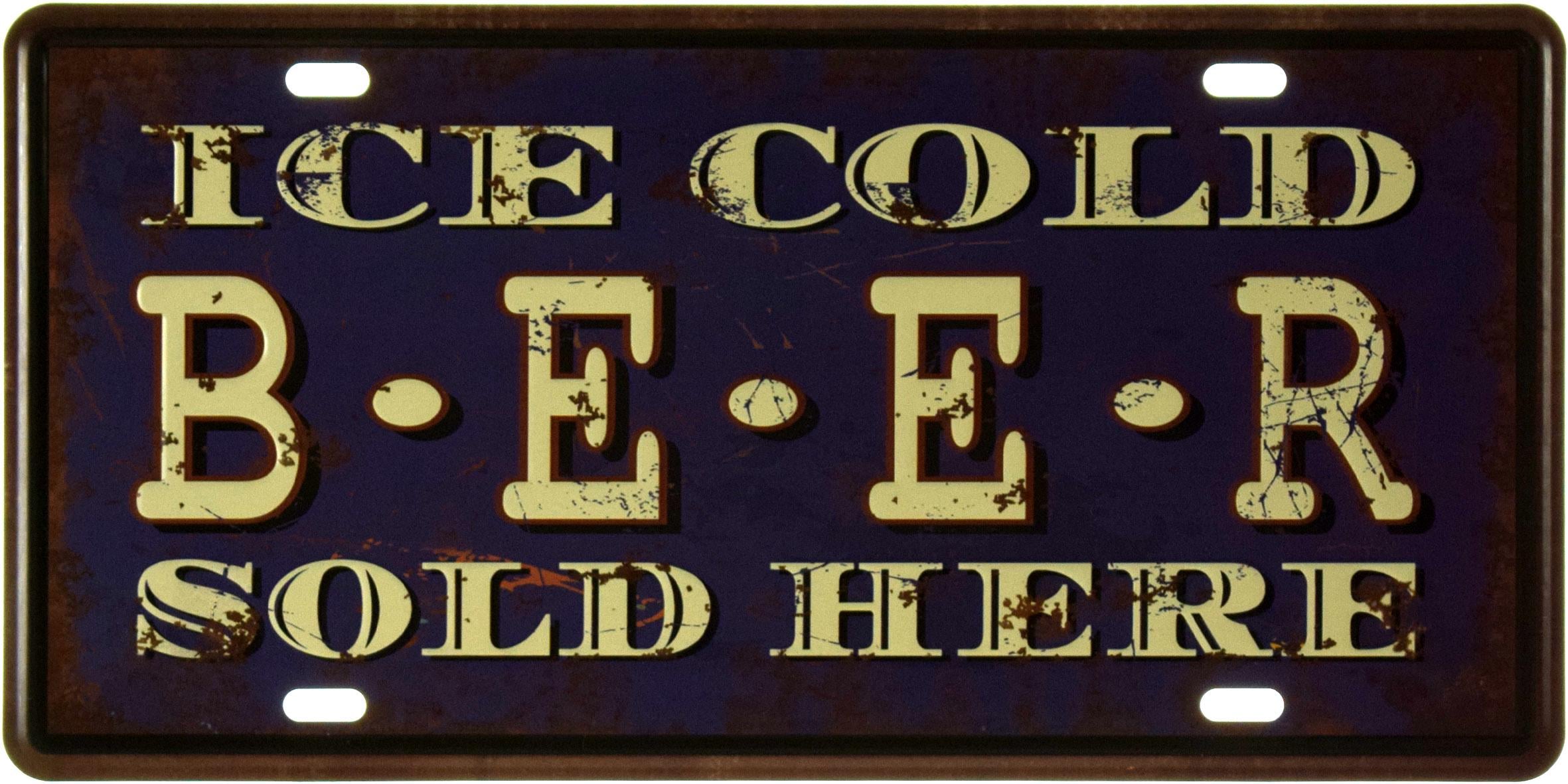 Табличка металева Тут Продається Крижане Пиво/Ice Cold Beer Sold Here 15x30 см