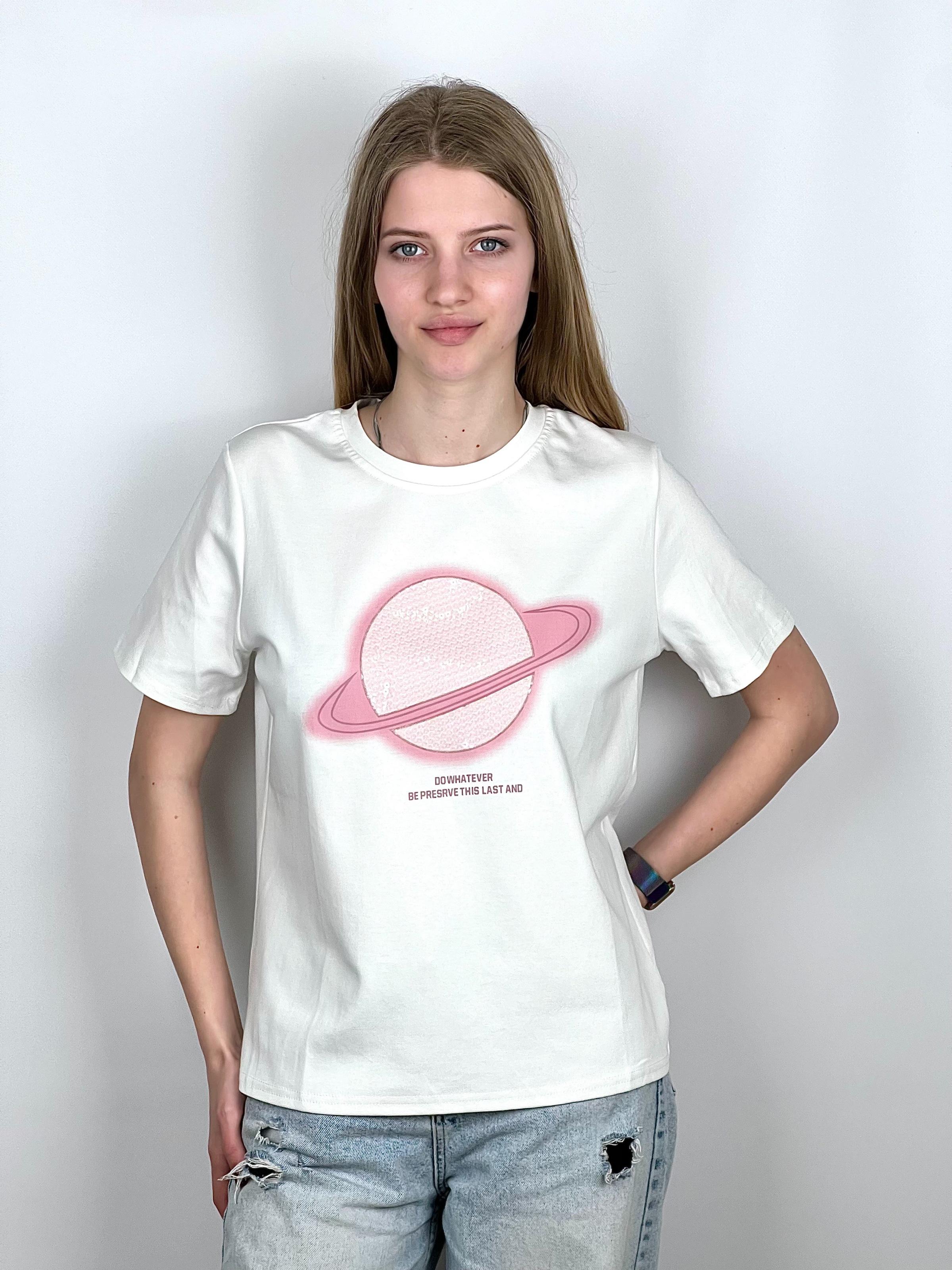 Футболка женская Сатурн OS Черный (#2663) - фото 6