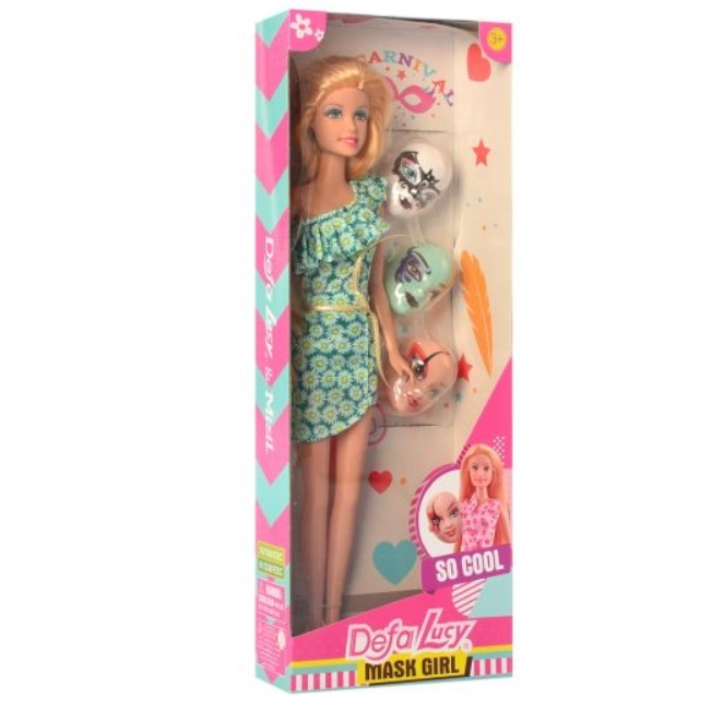Кукла Defa в мини-платье с масками в коробке (8448)