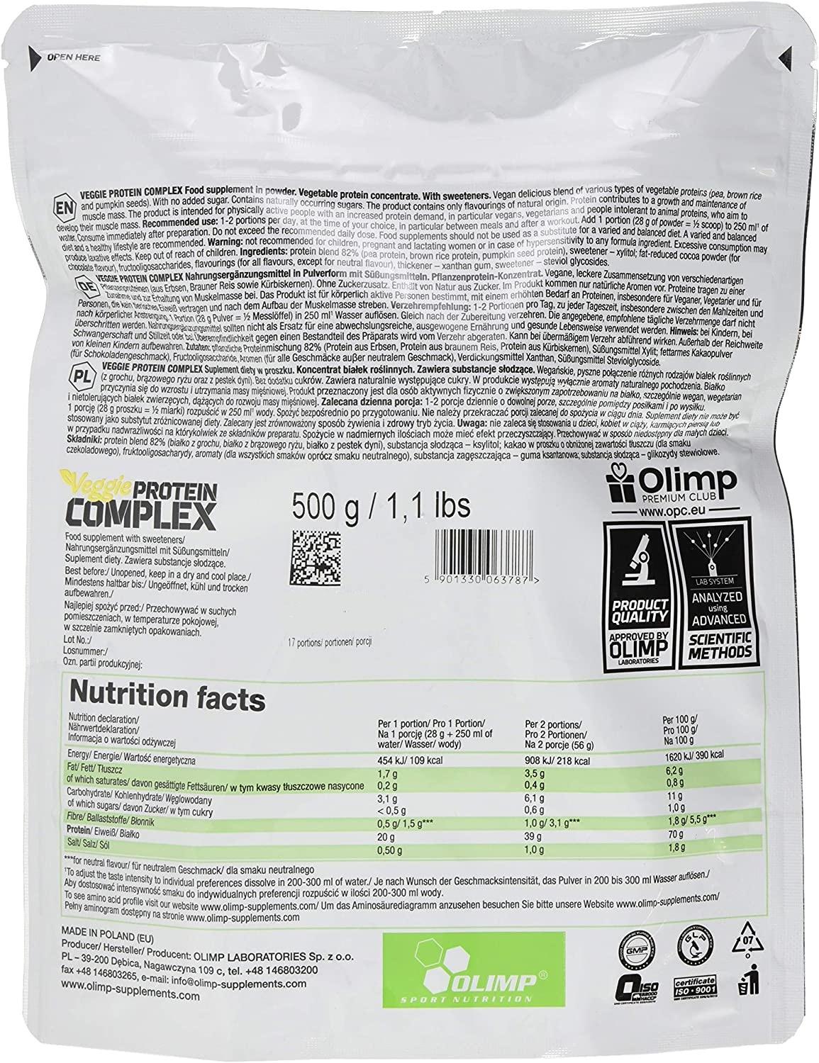 Протеїн Olimp Nutrition Veggie Protein Complex 500 g /17 servings/ Chocolate - фото 2