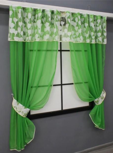 Занавеска на кухню 290х170 см Зеленый/Белый (084к 52-0965) - фото 3 Занавеска на кухню 290х170 см Зеленый/Белый (084к 52-0965) - фото 3