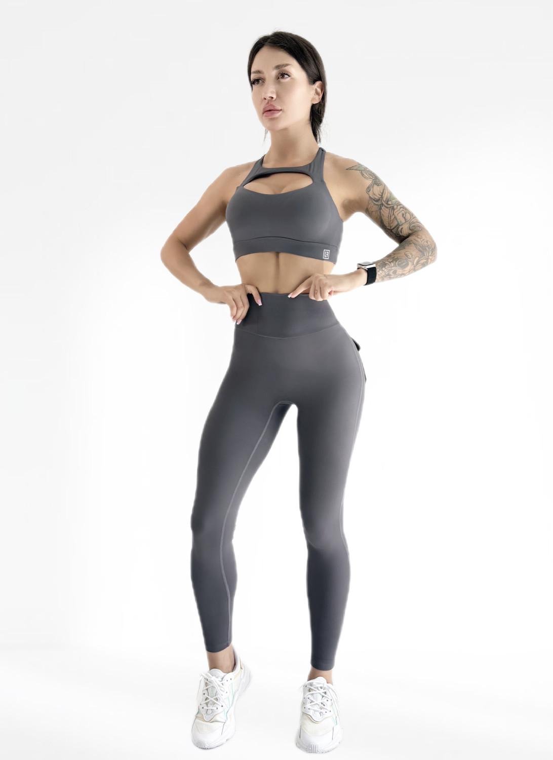Костюм для фитнеса женский LILAFIT лосины пуш ап/топ М Серый (LFS000143)