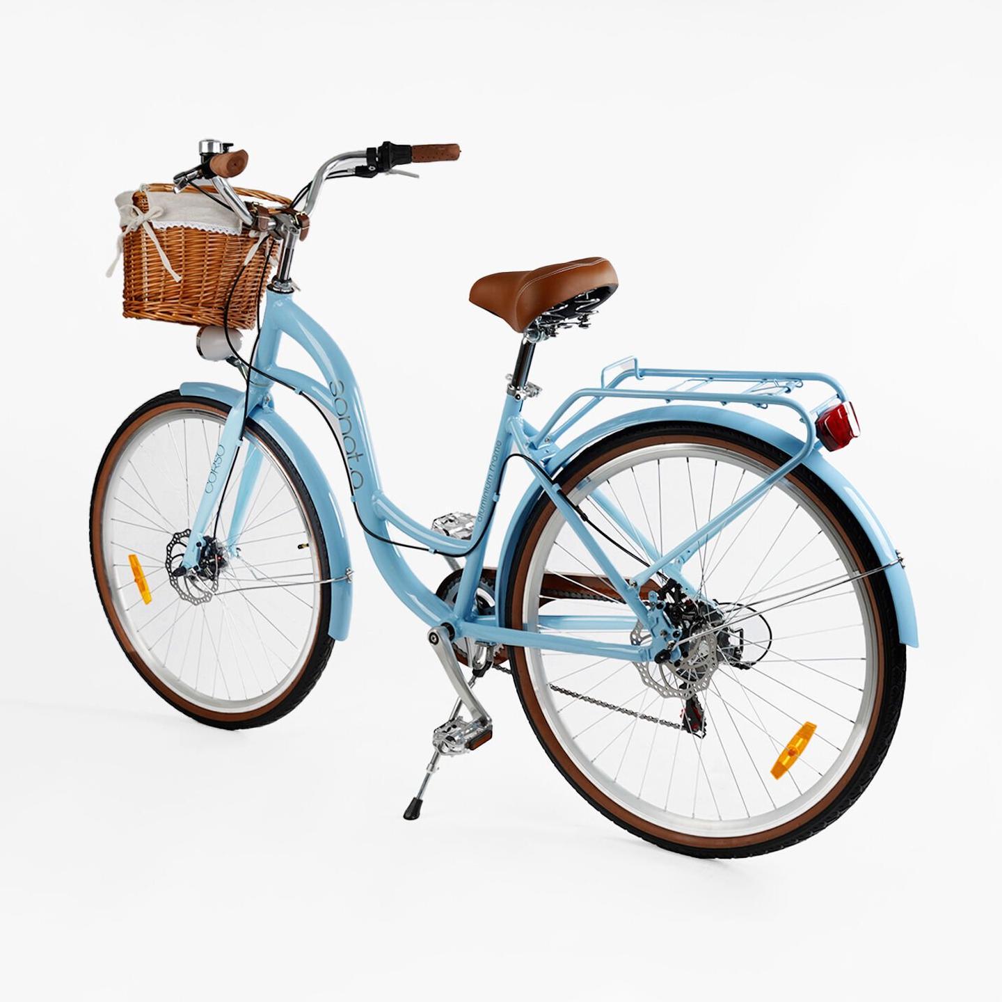Велосипед міський 28 дюймів Corso Sonata з кошиком та багажником рама 18" Блакитний - фото 3 Велосипед міський 28 дюймів Corso Sonata з кошиком та багажником рама 18" Блакитний - фото 3