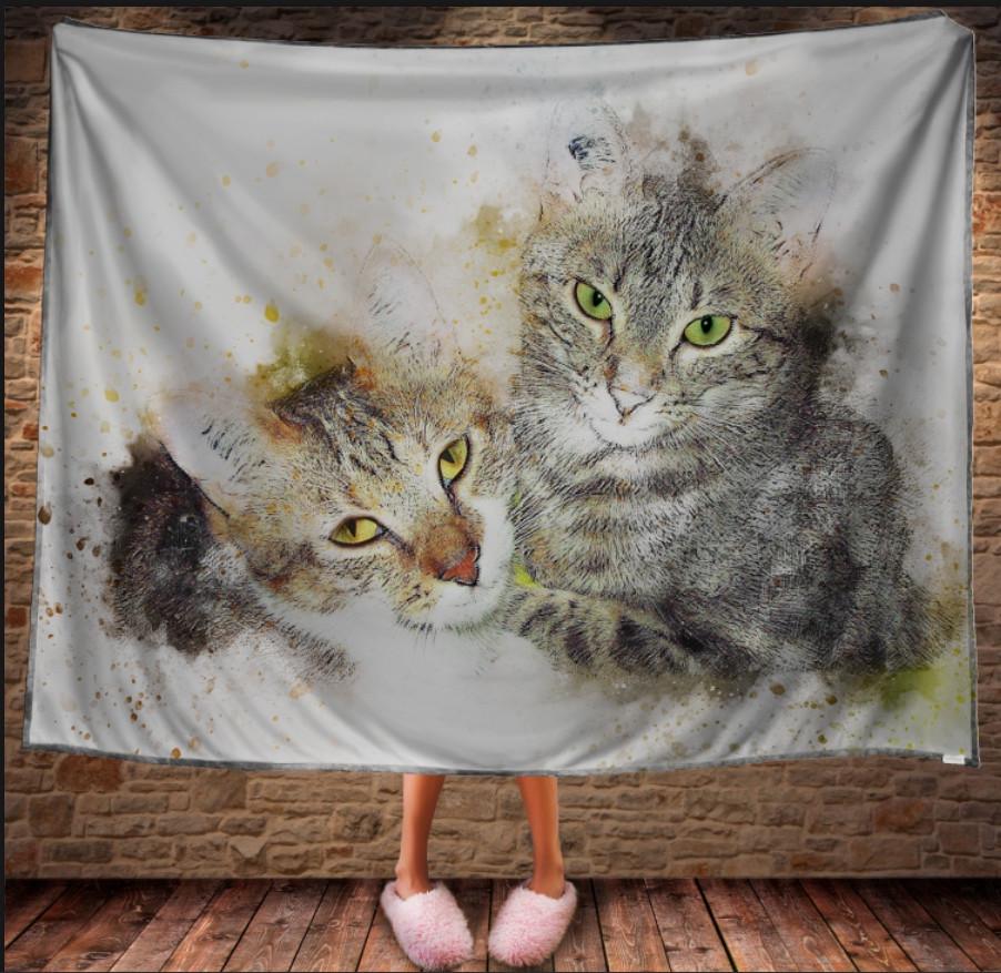 Плед із 3D принтом Кошенята акварель 150х200 см (epi_1666)