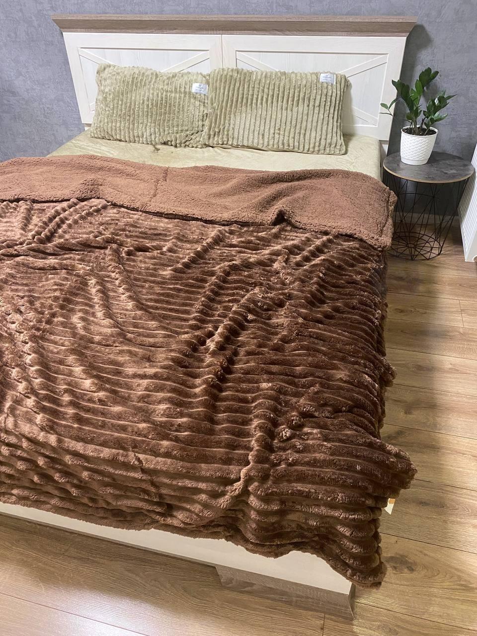 Покрывало-плед Овчина евро 200х220 см Коричневый - фото 2 Покрывало-плед Овчина евро 200х220 см Коричневый - фото 2