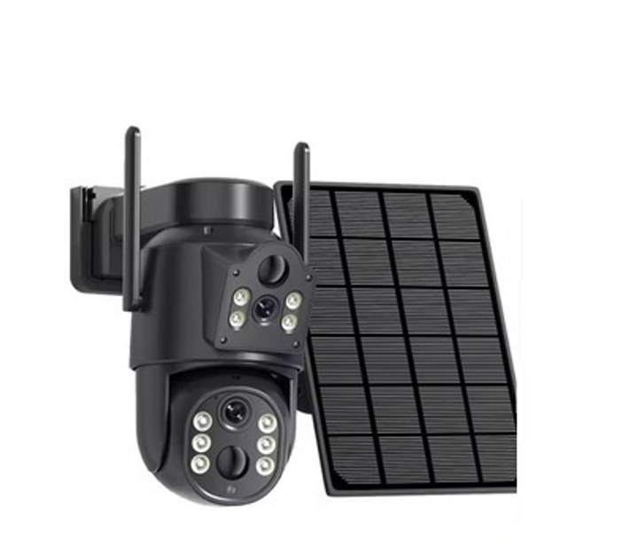 Уличная камера Wi-FI IP с 2 объективами с солнечной панелью и аккумуляторной батареей (DT-548)