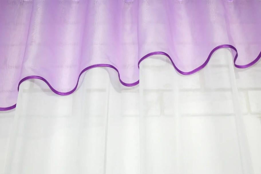 Занавеска кухонная шифон 280х170 см Сиреневый/Белый (047к) - фото 4 Занавеска кухонная шифон 280х170 см Сиреневый/Белый (047к) - фото 4
