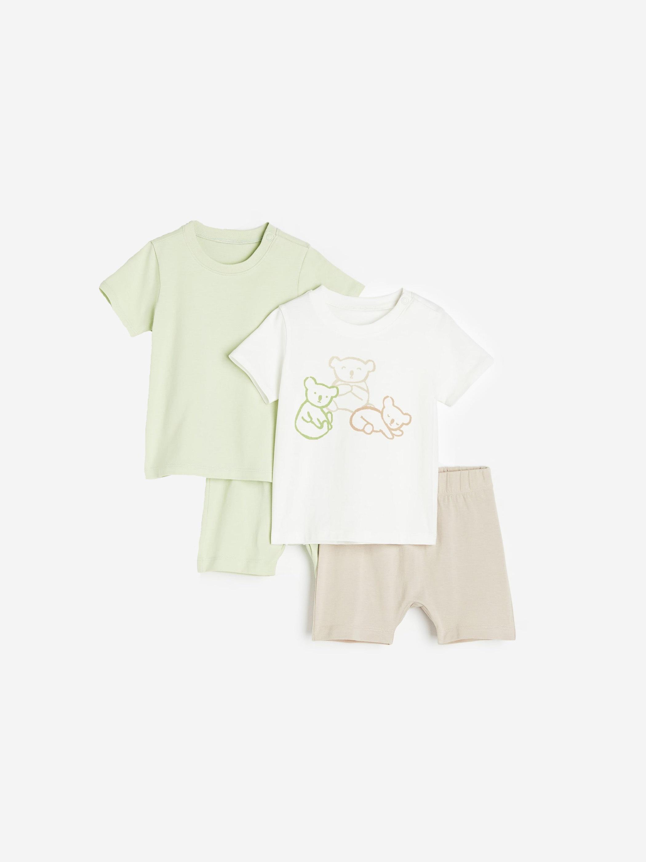 Піжама H&M 2 футболки/2 шорт 80 см Білий/Зелений (A11011601823)