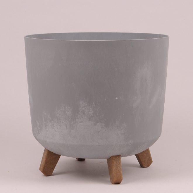 Горшок пластмассовый Flora GRACIA TUBUS BETON EFFECT 93667 на ножках 30 см Бетонный (DR015624)