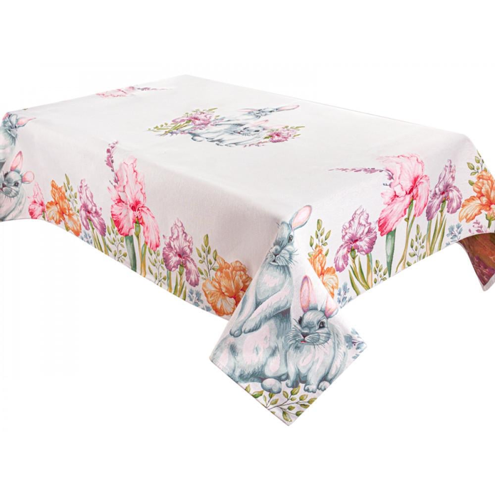 Скатерть гобеленовая Lefard Кролики в ирисах 140x180 см Белый (711-135) (49097)