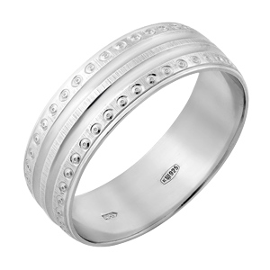 Обручка срібна з гравірованими паралельними смужками р. 18