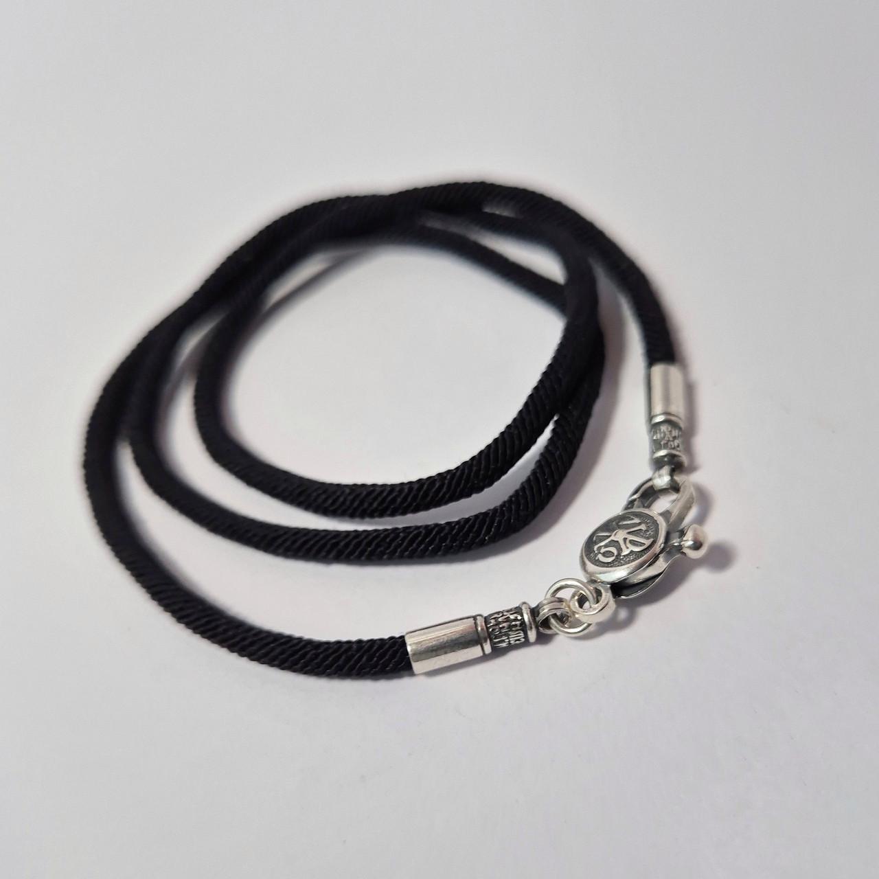 Шнурок ювелірний шовковий зі срібла 925 проби чорнене 3 мм 3,10 г 50 см Чорний (1465ч)