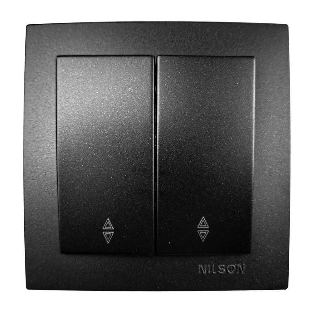 Вимикач прохідний двоклавішний Nilson Touran Чорний матовий (00000024440)