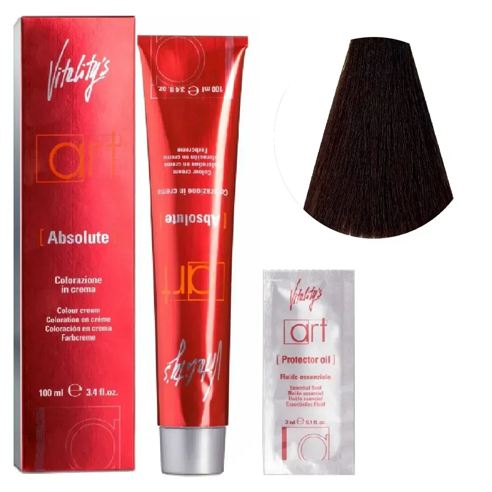 Крем-краска для волос с масляным коктейлем Vitality’s Art Absolute Hair Color Cream 55/00 Насыщенный светлый каштан 100 мл
