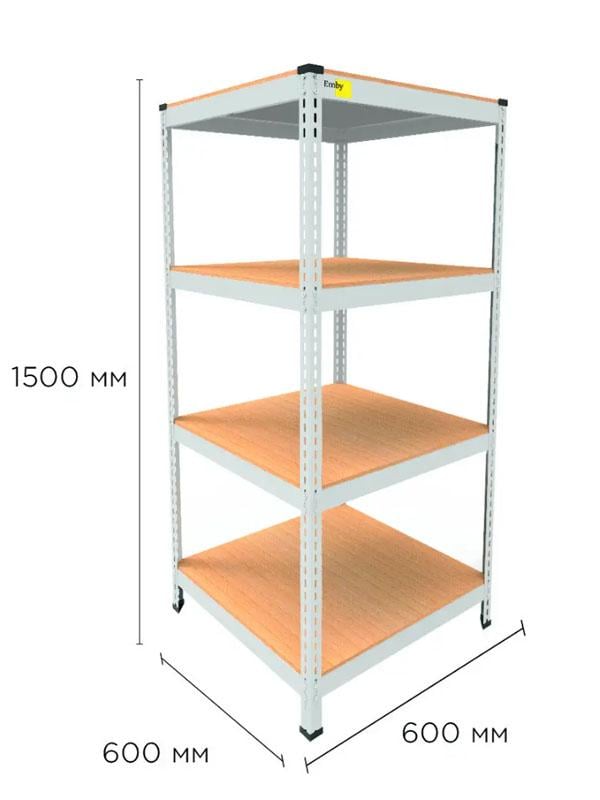 Стеллаж металлический полочный MRL-1500 с 4 полками с нагрузкой 400 кг 600x600 мм Белый - фото 2
