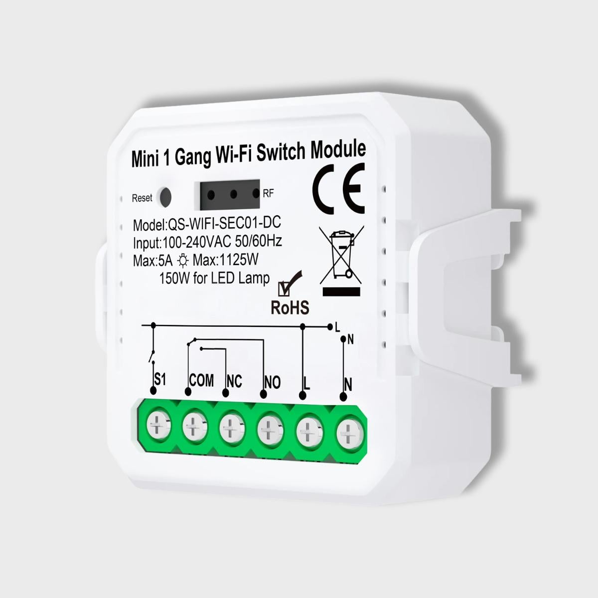 Реле Tuya с сухим контактом QS-Wi-Fi-SEC01-DC Wi-Fi (WH00321)