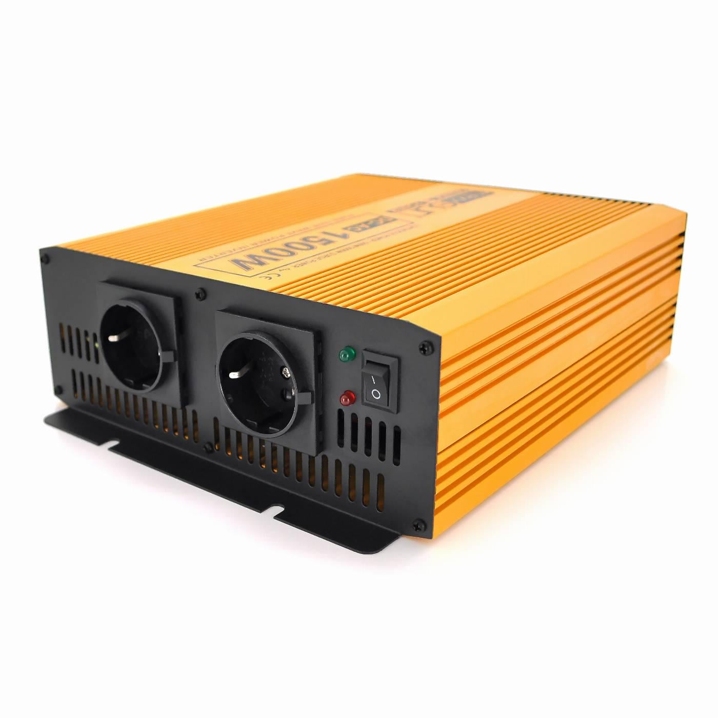 Інвертор напруги Mexxsun MXSPSW-1500 12V/220V 1500W з правільною синусоїдою 2 Shuko клемні дроти (26073)