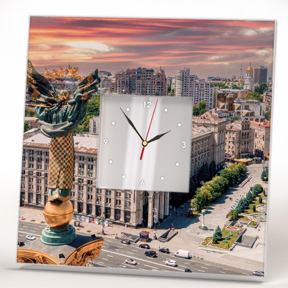 Часы Панорама города Майдан Незалежности 260x260 мм (C04463)
