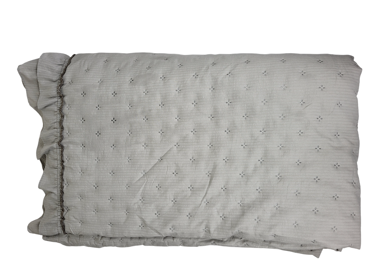 Плед-покрывало сатин с рюшами евро 200х230 см Светло-серый (1665)