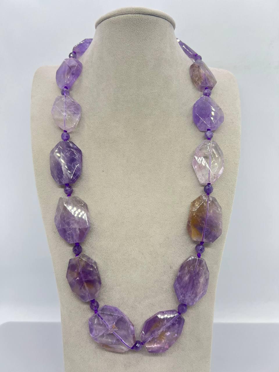 Бусы аметрин 31х20 мм 56 см Фиолетовый (11381) Бусы аметрин 31х20 мм 56 см Фиолетовый (11381)