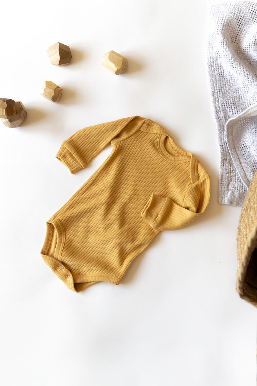 Боди детское интерлок рубчик с длинным рукавом 56 см Горчичный (2685956759)