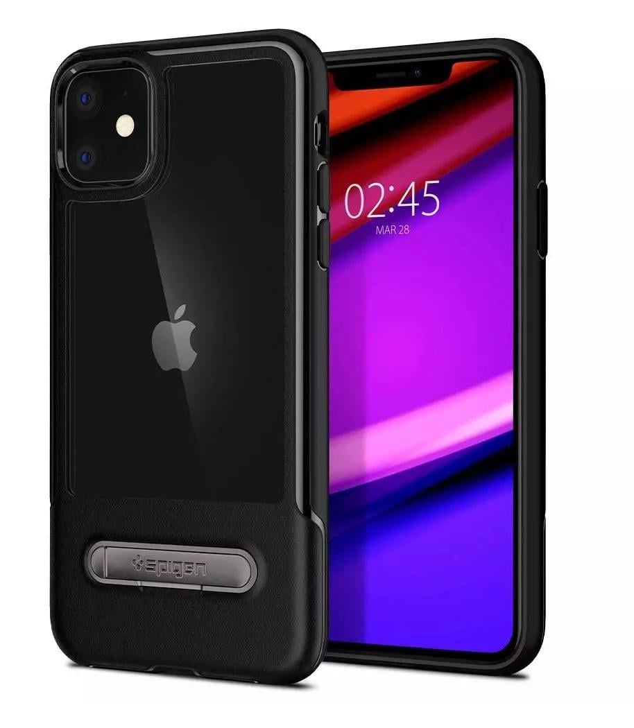 Чехол прозрачный противоударный с подставкой Spigen Slim Armor Essential S Ultra Hybrid 076CS27085 для Iphone 11 (6.1") Black - фото 2