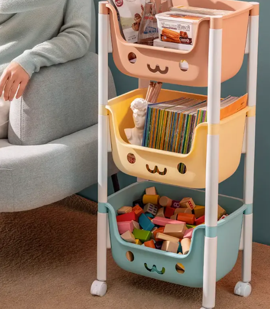 Стеллаж на колесах в детскую 75х31х21 см Разноцветный - фото 4