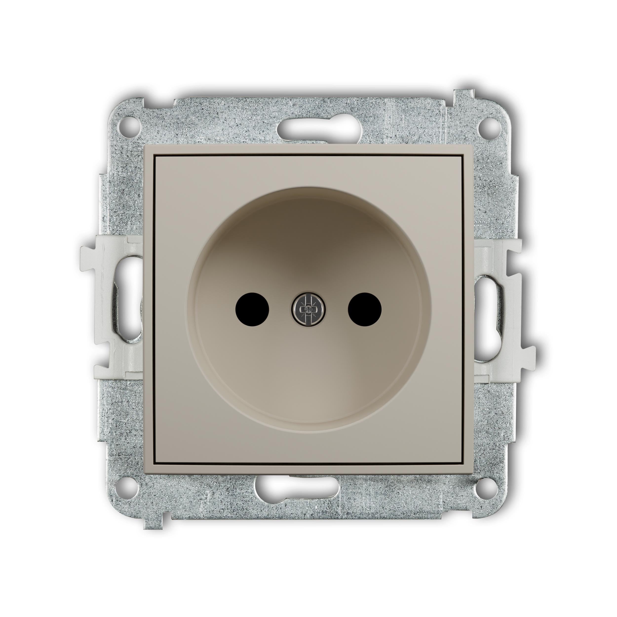 Розетка Karlik Mini без заземления со шторками Taupe (60MGP-1p)