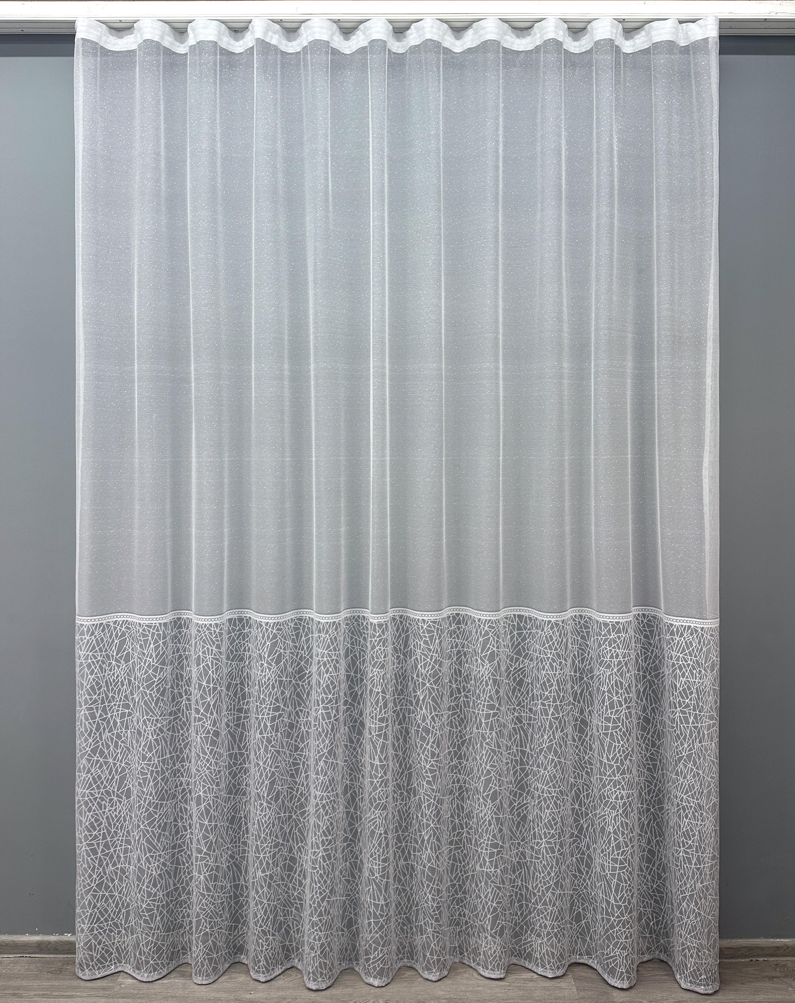 Тюль VR-Textil 1672т жакард 300х270 см Білий/Сірий (42-0686)
